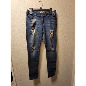 2.1 Denim Distressed Skinny Jeans Dark Wash Size 30